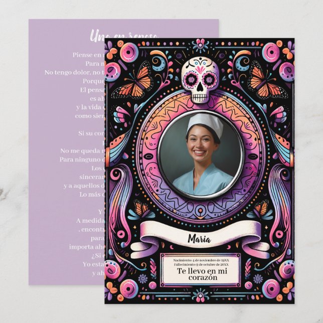 Spanish Our Lady of Guadalupe Prayer skull Invitation (Front/Back)