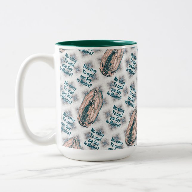 Spanish Our Lady of Guadalupe Virgin Mary Sepia Two-Tone Coffee Mug (Left)