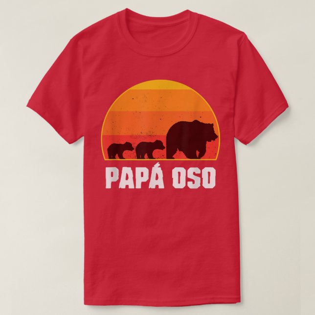 Spanish Papa Bear - Dad of Twins- Papa Oso Retro  T-Shirt (Design Front)