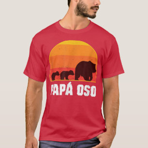 Spanish Papa Bear - Dad of Twins- Papa Oso Retro  T-Shirt