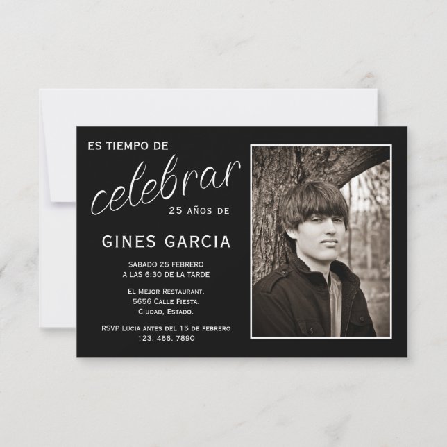 Spanish Photo Birthday Invitation (Front)