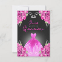 SPANISH PINK & BLACK QUINCEAÑERA - ELEGANT ROSES