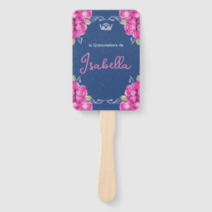 SPANISH PINK & BLUE QUINCEAÑERA HAND FAN