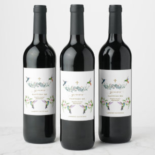 Spanish Pink Hibiscus Flowers Eucalyptus Bautizo Wine Label