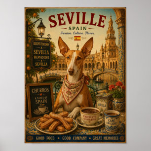 Spanish Podenco in Seville Vintage Travel Poster