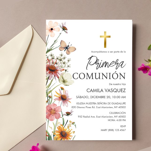 Spanish Primera Comunion Girl Cute First Communion Invitation (Creator Uploaded)