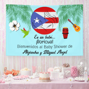 Spanish Puerto Rican Boricua Blue Boy Baby Shower Banner