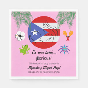 Spanish Puerto Rican Boricua Girl Pink Baby Shower Napkin