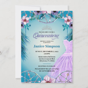 Spanish Quinceañera feather Dream catcher Invitati Invitation