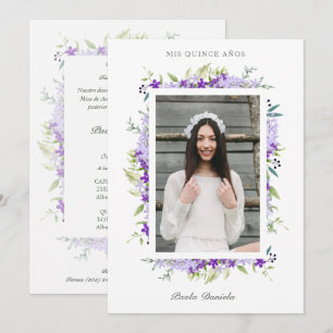 Spanish Quinceañera Photo Flower Branches Invitation