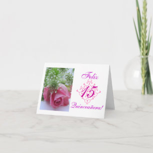 Spanish: Quinceañera- rosa Card