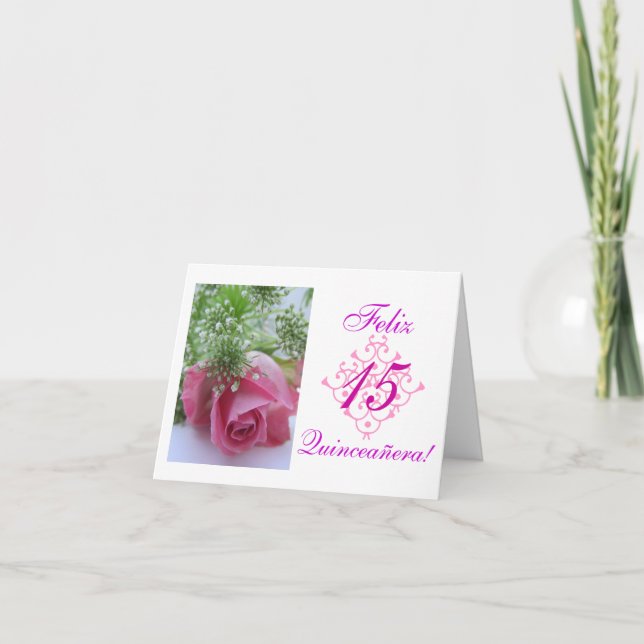 Spanish: Quinceañera- rosa Card (Front)