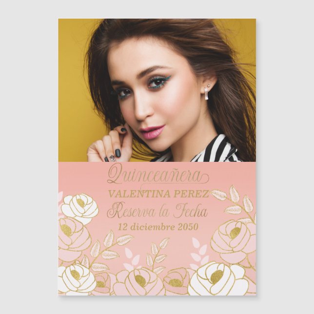 Spanish Quinceanera Save the Date Reserva la Fecha (Front)