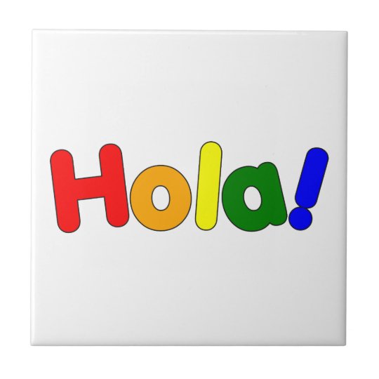 Spanish Rainbow Hello Espanol Iris Hola Tile Zazzle.co.uk