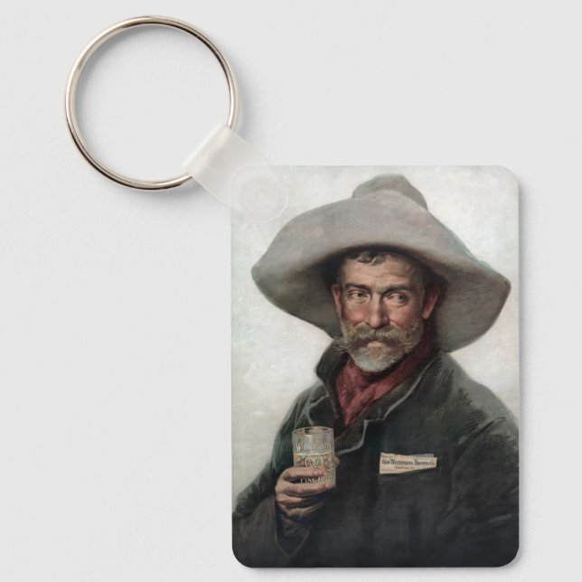 Spanish Ranchero Cowboy in Old West Saloon Key Ring (Front)