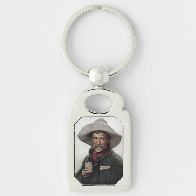 Spanish Ranchero Cowboy in Old West Saloon Key Ring (Front)