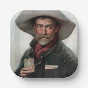 Spanish Ranchero Cowboy in Old West Saloon Paper Plate