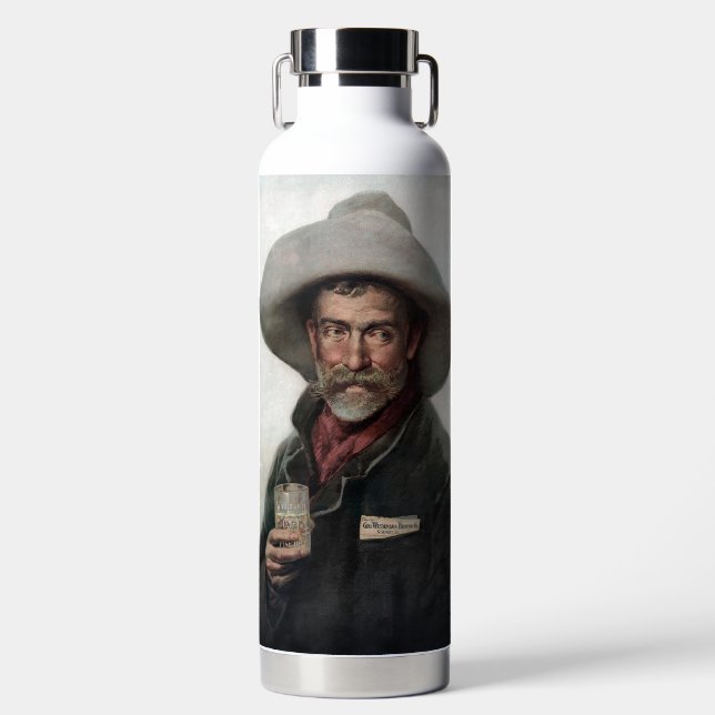 Spanish Ranchero Cowboy in Old West Saloon Water Bottle (Front)