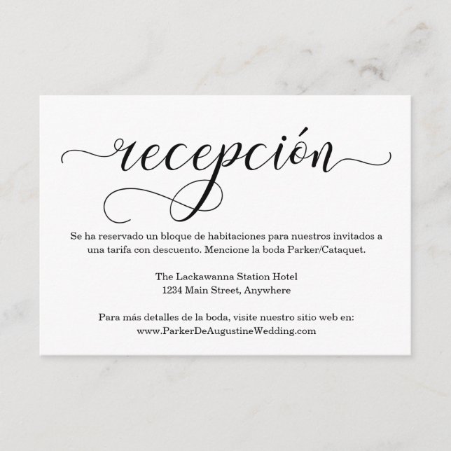 Spanish Reception Information Enclosure Card (Front)