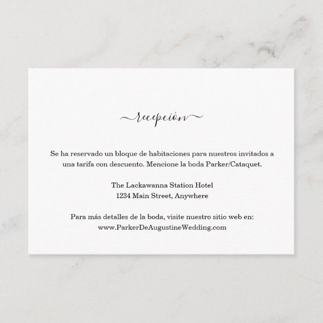 Spanish Reception Information Enclosure Card (Front)