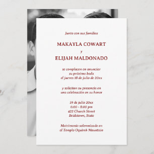 Spanish Red and White Wedding Reception Invitation