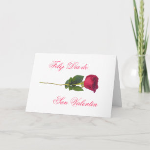 Spanish: red rose-Valentine's day Holiday Card