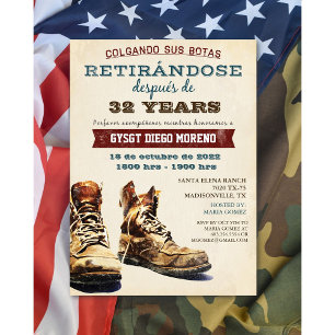 Spanish Retirement Military Boots Invitation
