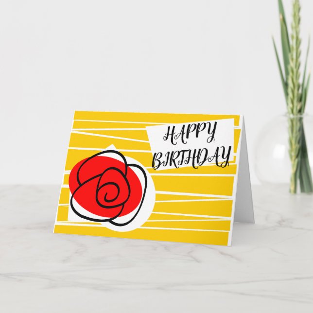 Spanish Rose Birthday Text landscape Card (Front)