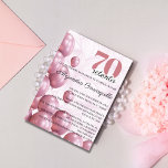 Spanish Rose Blush Floral Balloons 70th Birthday Invitation<br><div class="desc">Celebra su 70º cumpleaños con gracia y sofisticación con nuestra invitación para fiesta de cumpleaños de 70 años en español. Este diseño elegante presenta un fondo floral pintado a mano en un suave tono rosa claro, realzado por globos rosas en la esquina inferior izquierda. En la esquina superior derecha, el...</div>