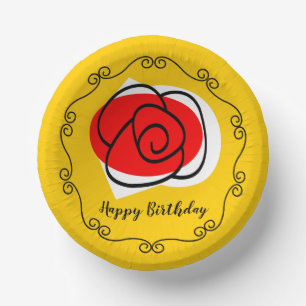Spanish Rose Border Birthday Paper Plate