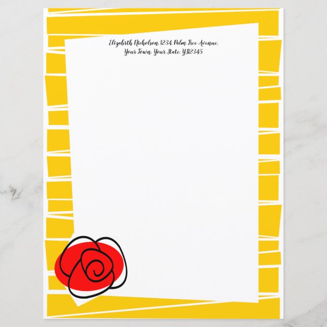 Spanish Rose Border Stripe Text paper 8.5 x 11 (Front)