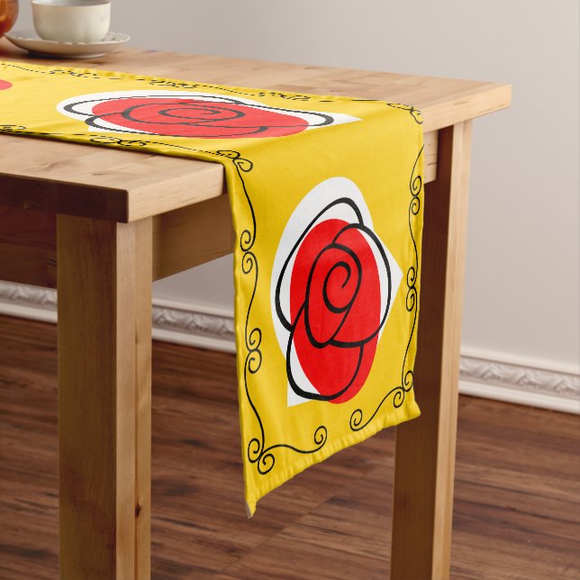 Spanish Rose Border table runner 16 X 108 (In Situ)