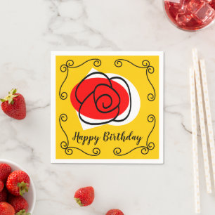 Spanish Rose Corners Birthday paper napkin