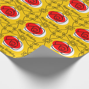 Spanish Rose Corners Multi Happy Birthday Wrapping Paper
