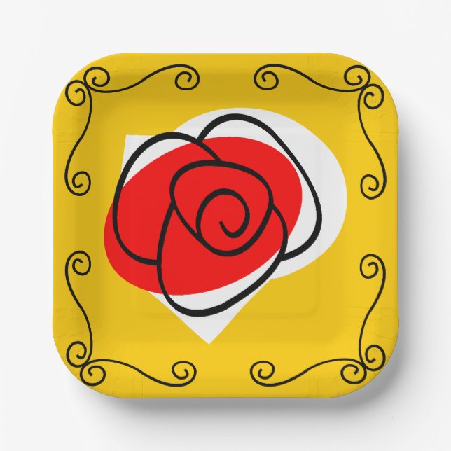 Spanish Rose Corners square Paper Plate (Front)