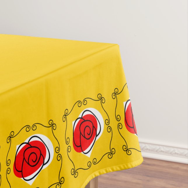Spanish Rose Corners tablecloth 52 x 70 (In Situ)