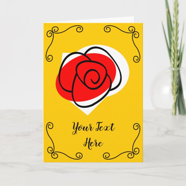 Spanish Rose Corners Two Text vertical Card (Front)