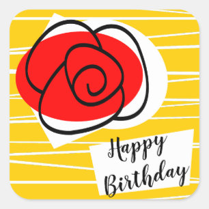Spanish Rose Happy Birthday sticker square