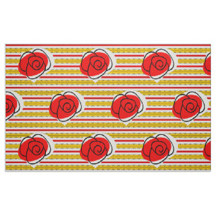 Spanish Rose Stripe fabric large print