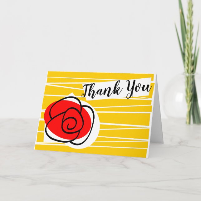 Spanish Rose Thank You landscape Card (Front)