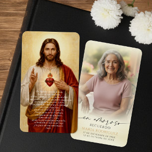 Spanish Sacred Heart Jesus Memorial Prayer Cards