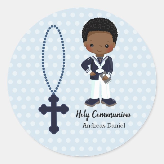 Spanish Sailor First Communion boy Classic Round Sticker (Front)