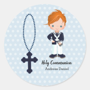 Spanish Sailor First Communion boy Classic Round Sticker