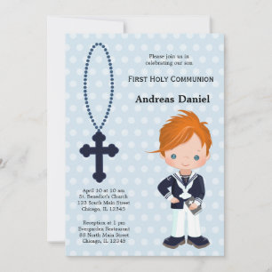 Spanish Sailor First Communion boy Invitation