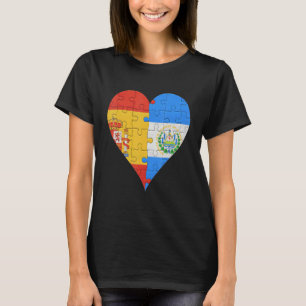 Spanish Salvadoran Flag Heart T-Shirt