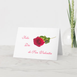 Spanish: San Valentin - red rose Holiday Card