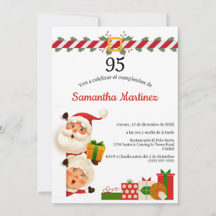 Spanish Santa & Mrs Claus Christmas 95th Birthday  Invitation