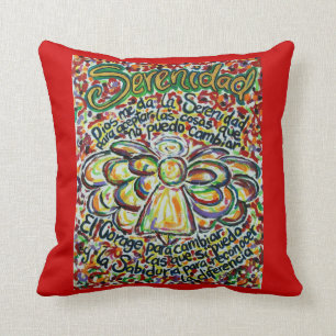 Spanish Serenity Prayer Angel Decorative Pillow