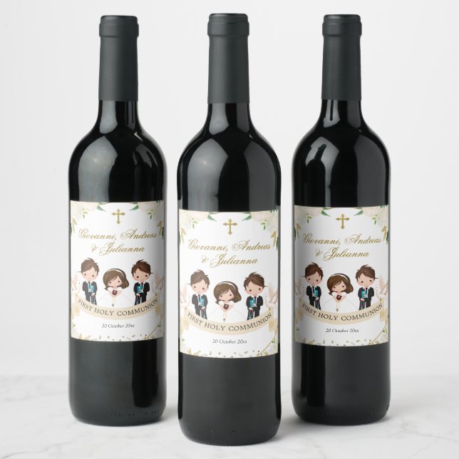 Spanish Sibling Boys Girl Wine Bottle Labels (Bottles)