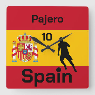 Spanish Soccer, customisable Square Wall Clock